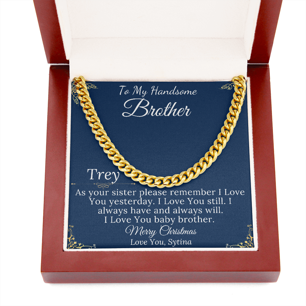 Christmas Gifts for Brother Birthday Gifts for Brother Gift Ideas, Gifts for Brother from Sister, Mens Chain Necklace, Brother Present #0868 trey