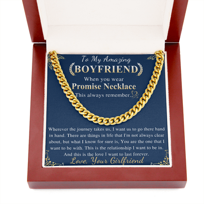 MJG Chain Necklace Gift For Boyfriend Valentines Day Gifts For Him From Girlfriend To My Boyfriend Present Chain Necklace with Message Card On Birthday Stainless Steel with Mahogany Luxury Box