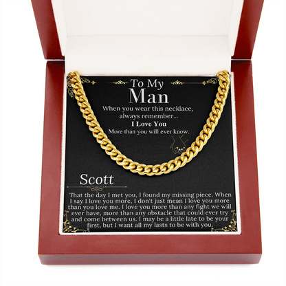 To My Man Chain Necklace for Him, Romantic Birthday Gifts for Him Christmas, Best Jewelry for Men, Jewelry for Him Romantic, To My Man #0946 scott