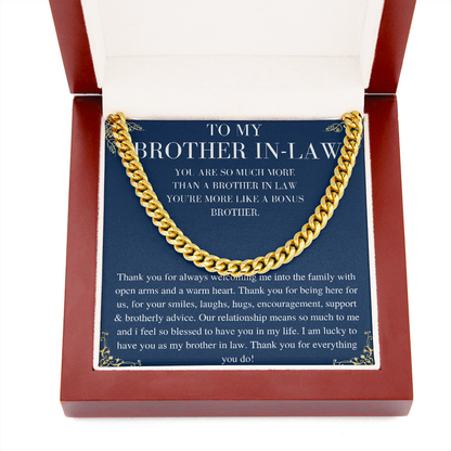 Brother In Law gift, Chain Necklace from sister in law, Gifts for Brother In Law Birthday, Bonus Brother Gifts, Unbiological Brother gift