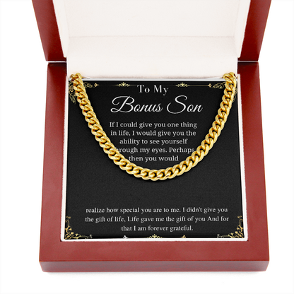 Bonus Son Gift, Unique Gift for Bonus Son on Adoption Anniversary, Stepson Birthday Gift, Graduation Gift, Christmas Gift, Cuban Chain