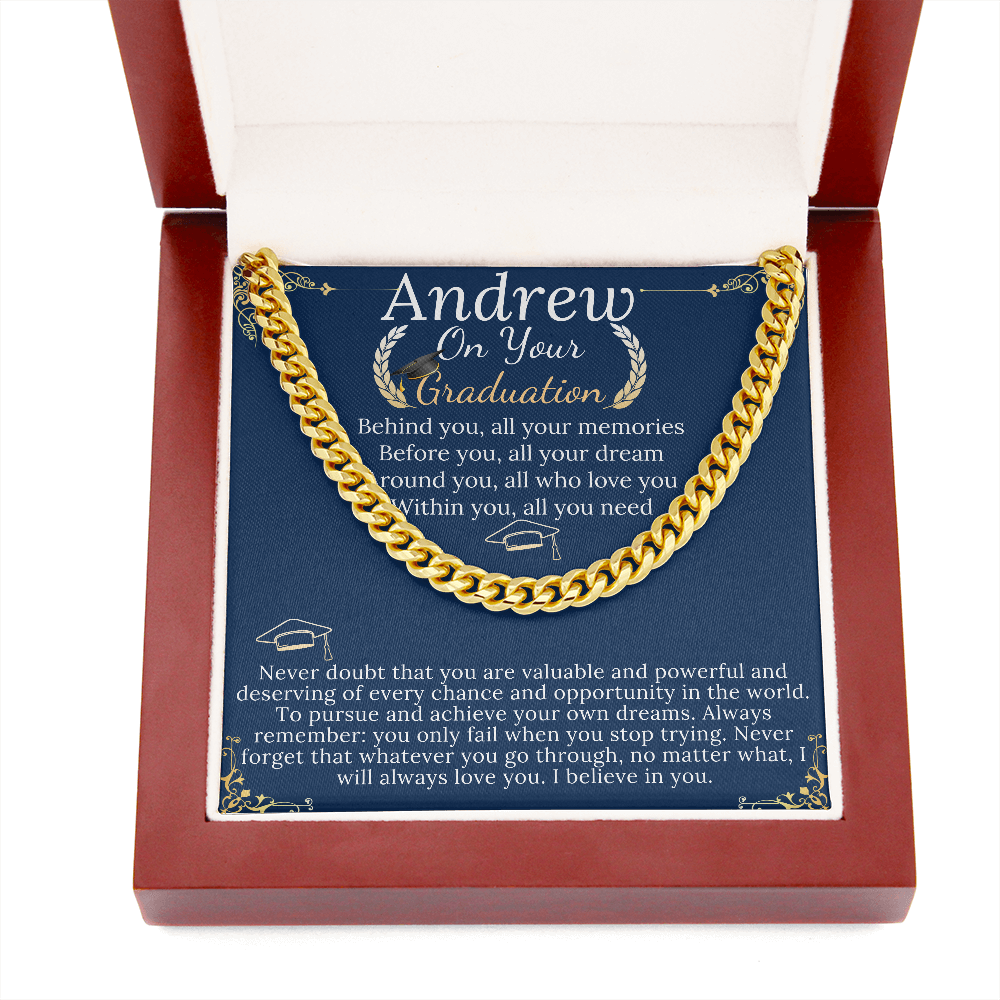 Son Graduation Gifts from Mom & Dad, Chain Necklace Graduation Gifts for Son, High School Graduation Gifts For him, College Graduation Gift andrew