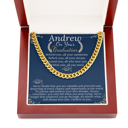 Son Graduation Gifts from Mom & Dad, Chain Necklace Graduation Gifts for Son, High School Graduation Gifts For him, College Graduation Gift andrew