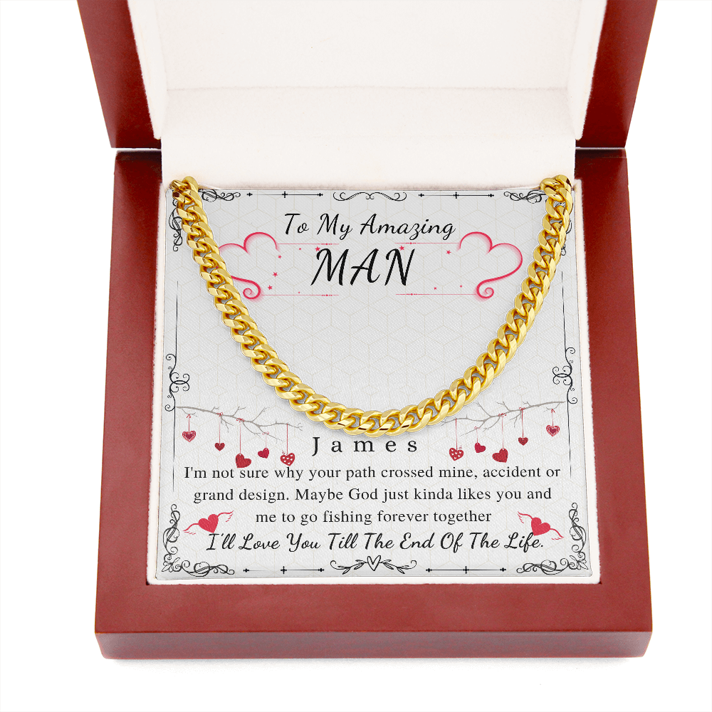 To My Man Chain Necklace for Him, Personalized Valentines Day Gift For Him, For Husband, Fiance, Boyfriend, Romantic Birthday Gifts for Him
