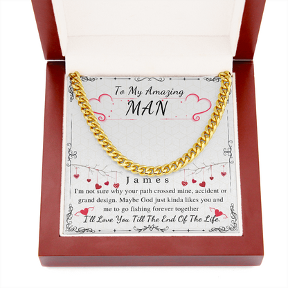 To My Man Chain Necklace for Him, Personalized Valentines Day Gift For Him, For Husband, Fiance, Boyfriend, Romantic Birthday Gifts for Him