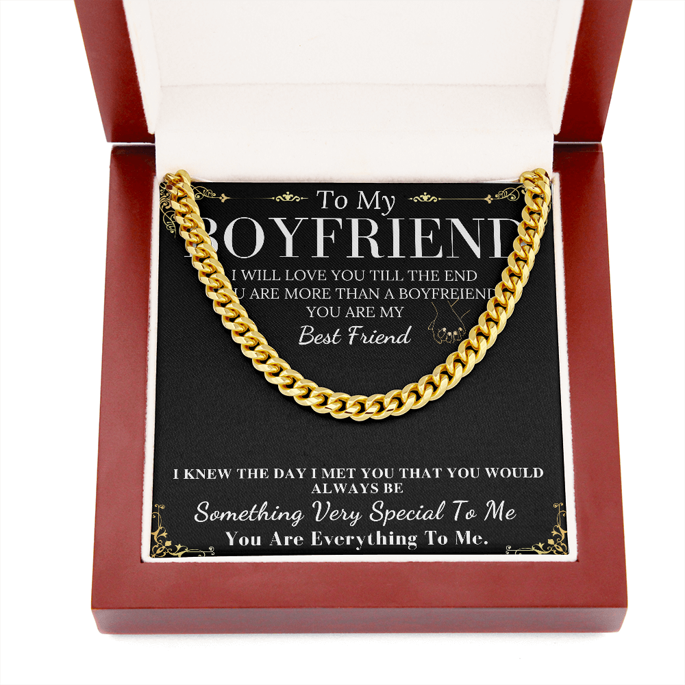 MJG Chain Necklace Gift For Boyfriend Valentines Day Gifts For Him From Girlfriend To My Boyfriend Present Chain Necklace with Message Card Stainless Steel with Mahogany Luxury Box