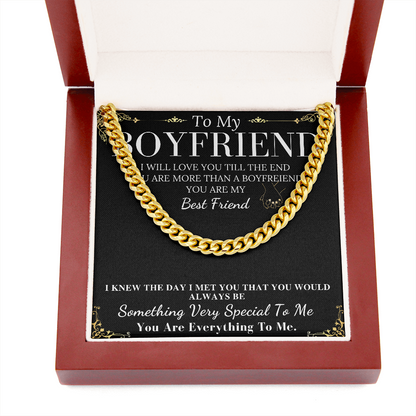 MJG Chain Necklace Gift For Boyfriend Valentines Day Gifts For Him From Girlfriend To My Boyfriend Present Chain Necklace with Message Card Stainless Steel with Mahogany Luxury Box