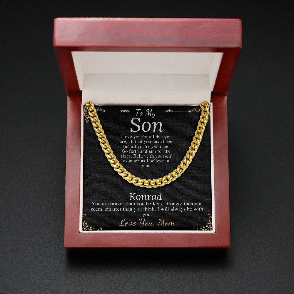 Sentimental Son Gifts from Mom, Son Chain Necklace, Mother to Son Gifts, Christmas Gifts for Son Birthday, Gifts for Son from Mother #0910 Konrad
