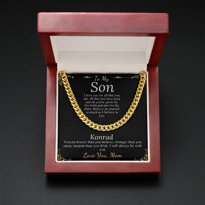 Sentimental Son Gifts from Mom, Son Chain Necklace, Mother to Son Gifts, Christmas Gifts for Son Birthday, Gifts for Son from Mother #0910 Konrad