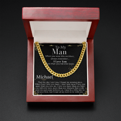 To My Man Chain Necklace for Him, Romantic Birthday Gifts for Him Christmas, Best Jewelry for Men, Jewelry for Him Romantic, To My Man #0946