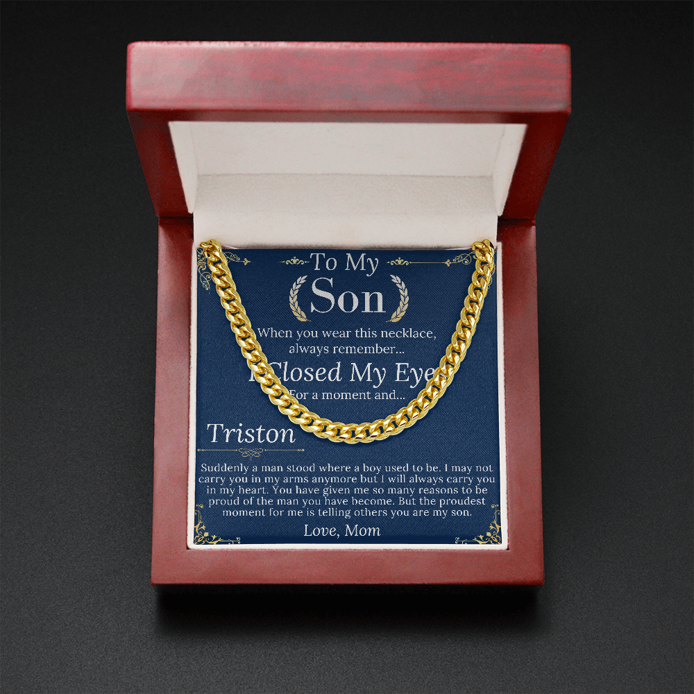 Son Christmas Gift, Sentimental Son Gifts from Mom, Son Chain Necklace, Mother to Son Gifts, Son Birthday, Gifts for Son from Mother #0974 triston