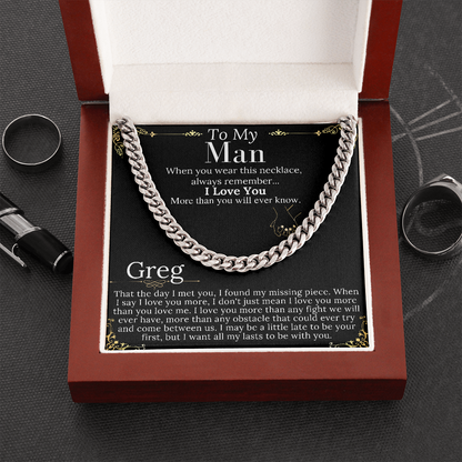 To My Man Chain Necklace for Him, Romantic Valentines Day Gifts for Him Christmas, Best Jewelry for Men, Jewelry for Him Romantic Birthday greg