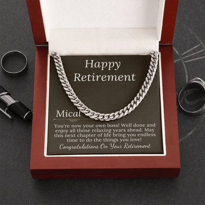Retirement Gifts for Man Chain Necklace, Retirement Gift For Him, Man Retirement Gift, Coworker Retirement Gift, Job Farewell Gift #0868