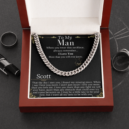To My Man Chain Necklace for Him, Romantic Birthday Gifts for Him Christmas, Best Jewelry for Men, Jewelry for Him Romantic, To My Man #0946 scott