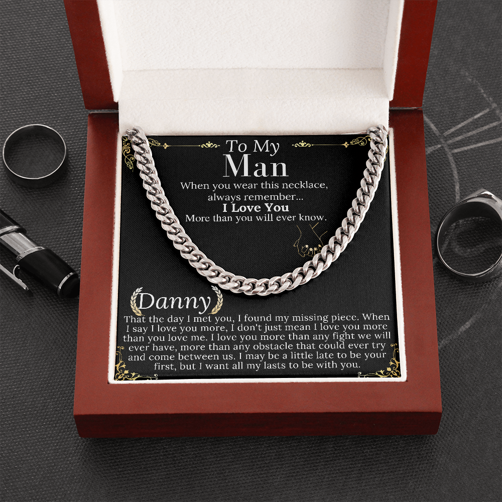 To My Man Chain Necklace for Him, Romantic Valentines Day Gifts for Him Christmas, Best Jewelry for Men, Jewelry for Him Romantic Birthday Danny