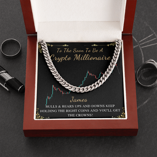 Crypto Boyfriend Chain Necklace Gift, Bitcoin Chain Necklace For Boyfriend, Valentines Day Gift For Cryptocurrency Boyfriend, Birthday Gift