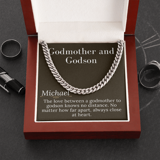 Godson Gifts From Godmother, Godmother & Godson Christmas Gift Chain Necklace, Baptism Gift Godson, Confirmation Gift Godson Birthday #0903