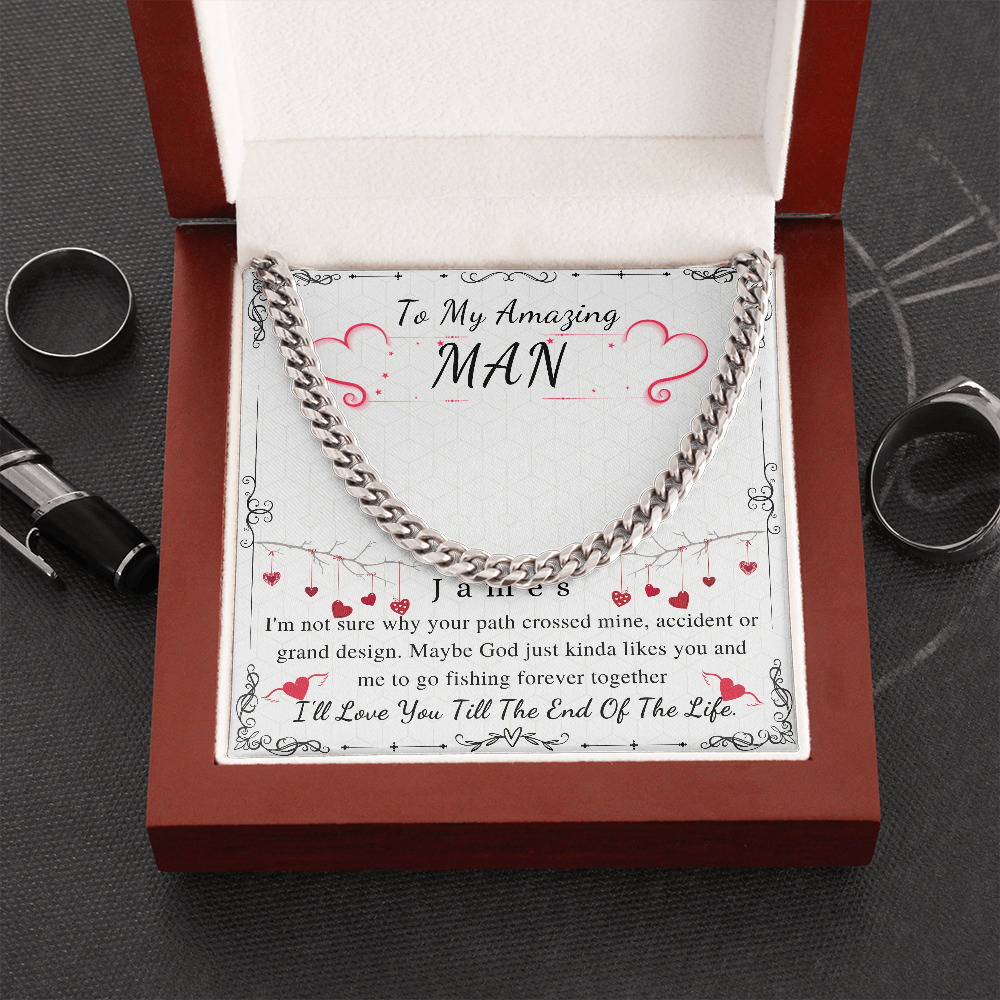 To My Man Chain Necklace for Him, Personalized Valentines Day Gift For Him, For Husband, Fiance, Boyfriend, Romantic Birthday Gifts for Him