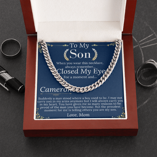 Son Christmas Gift, Sentimental Son Gifts from Mom, Son Chain Necklace, Mother to Son Gifts, Son Birthday, Gifts for Son from Mother #0974 Cameron