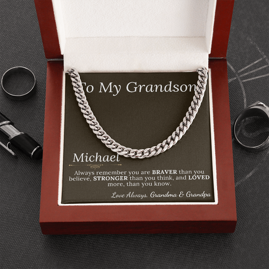Grandson Gift Chain Jewelry, Necklace for Grandson, Keepsake Gifts for Grandsons, Personalized Gifts for Grandson Christmas Gift #0906
