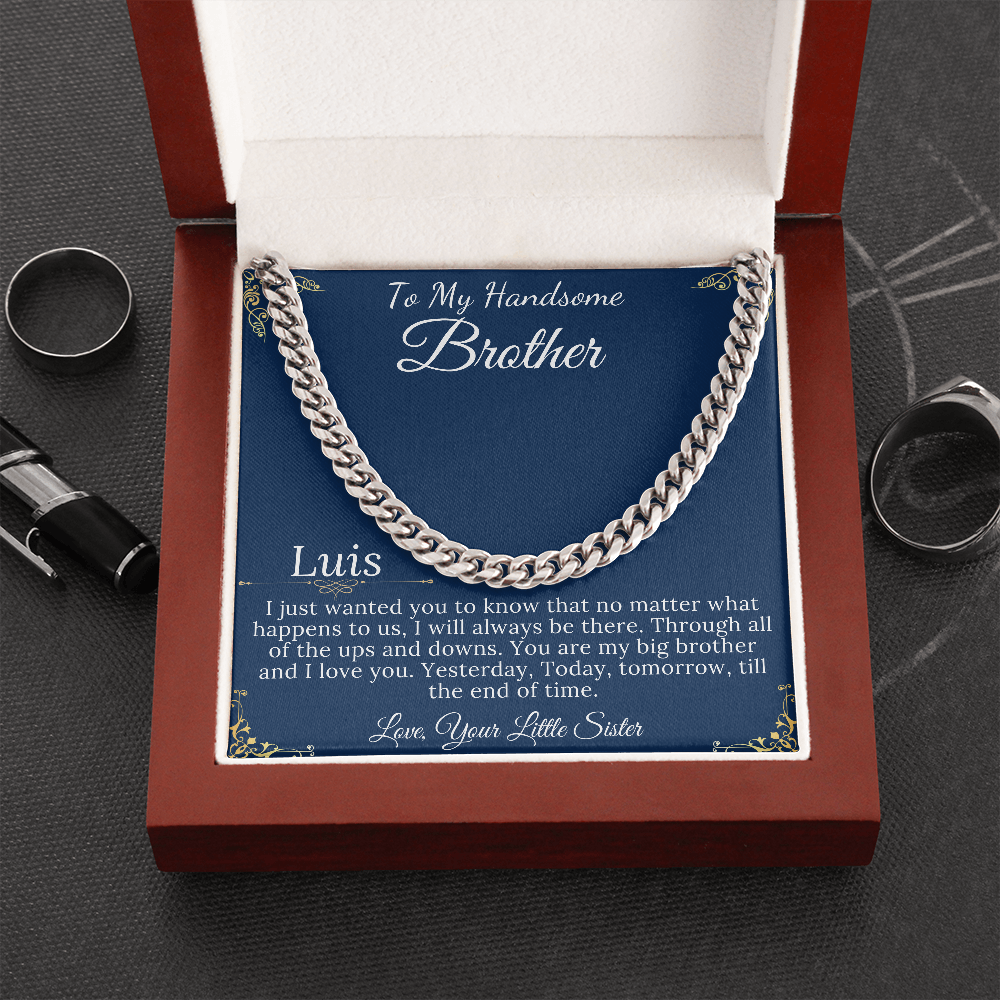 Christmas Gifts for Brother Birthday Gifts for Brother Gift Ideas, Gifts for Brother from Sister, Mens Chain Necklace, Brother Present #0868 Luis