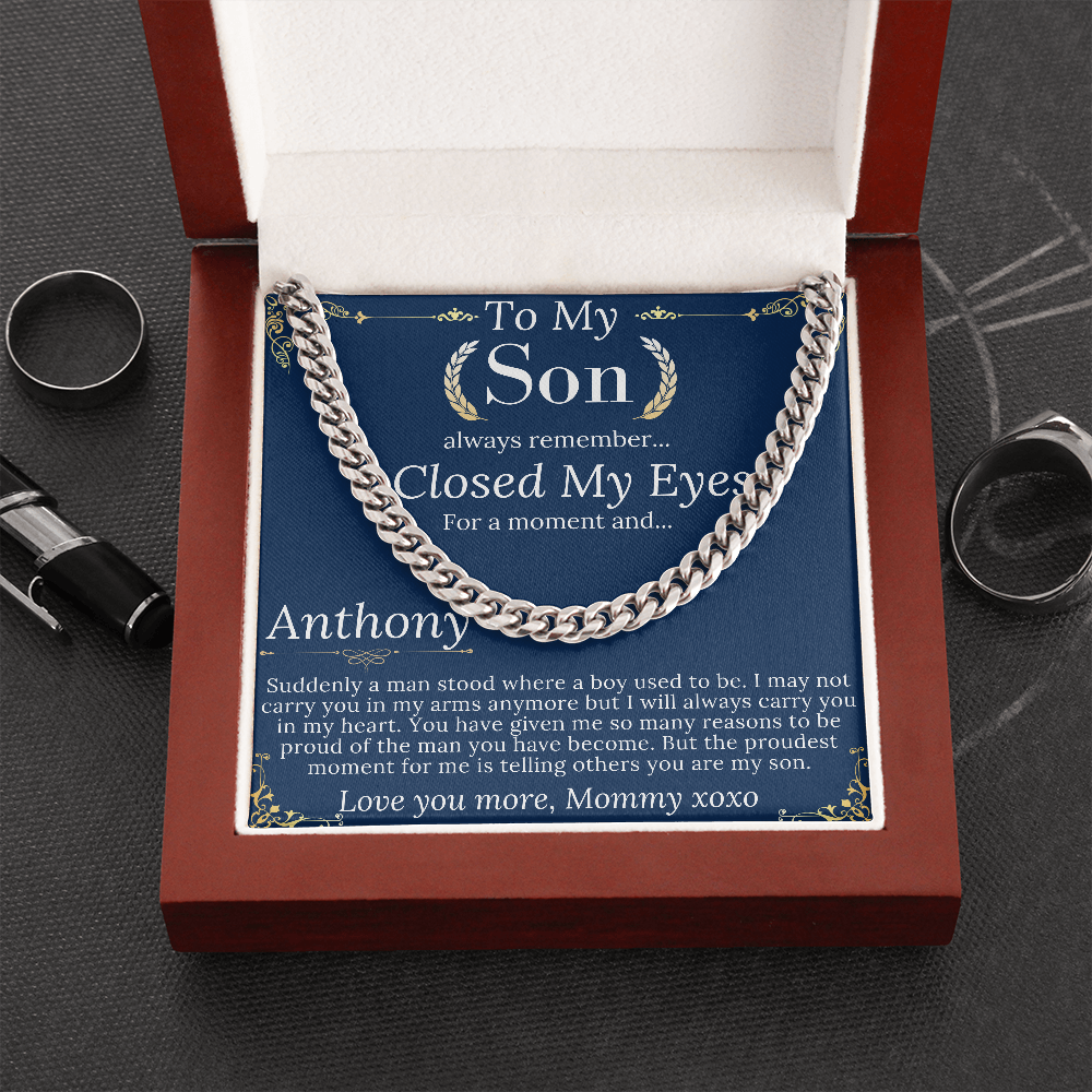 Sentimental Son Gifts from Mom, Son Chain Necklace, Mother to Son Gifts, Christmas Gifts for Son, Birthday Gifts for Son from Mother #990 Anthony