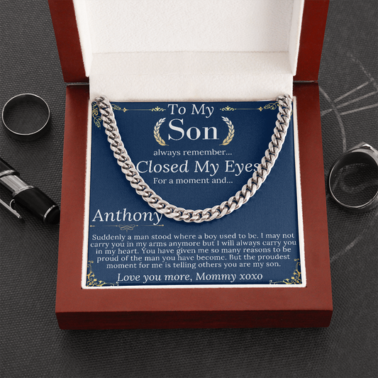 Sentimental Son Gifts from Mom, Son Chain Necklace, Mother to Son Gifts, Christmas Gifts for Son, Birthday Gifts for Son from Mother #990 Anthony