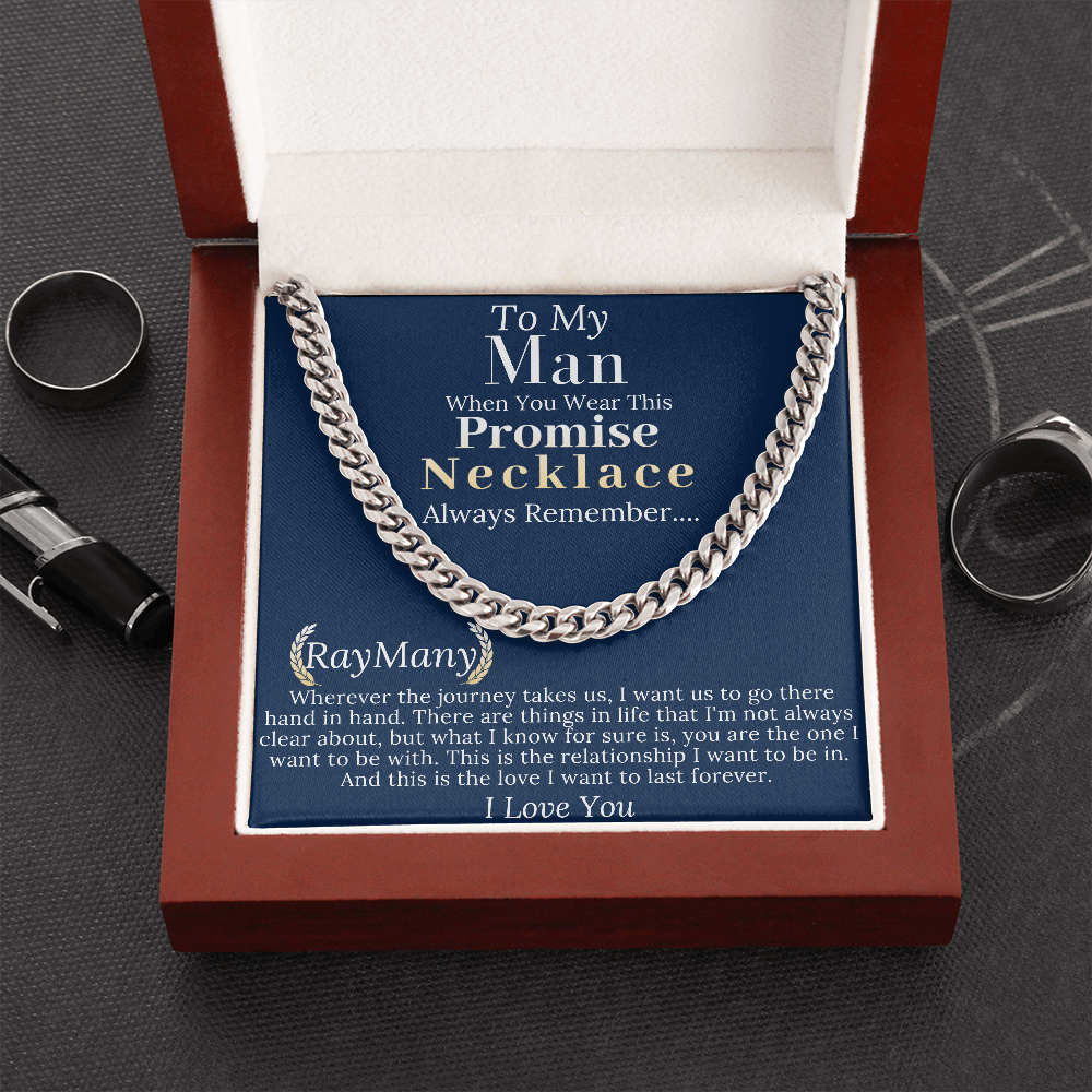 Boyfriend Promise necklace For Him, Boyfriend Christmas Gift, Mens Chain Necklace Christmas Gift For Soulmate, Husband Christmas Gift #0943 RayMany