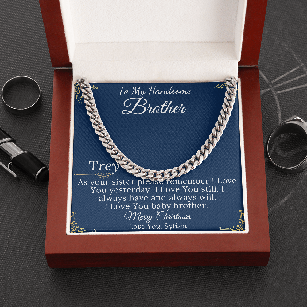 Christmas Gifts for Brother Birthday Gifts for Brother Gift Ideas, Gifts for Brother from Sister, Mens Chain Necklace, Brother Present #0868 trey