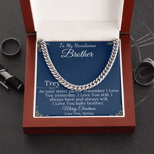 Christmas Gifts for Brother Birthday Gifts for Brother Gift Ideas, Gifts for Brother from Sister, Mens Chain Necklace, Brother Present #0868 trey