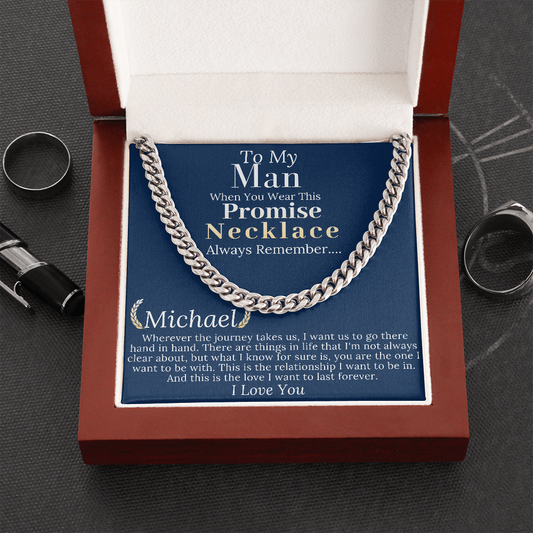 Boyfriend Promise necklace For Him, Boyfriend Christmas Gift, Mens Chain Necklace Christmas Gift For Soulmate, Husband Christmas Gift  #0943