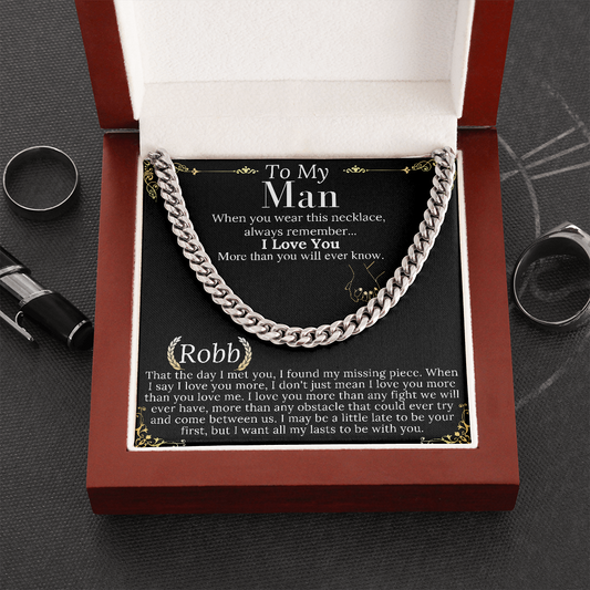To My Man Chain Necklace for Him, Romantic Valentines Day Gifts for Him Christmas, Best Jewelry for Men, Jewelry for Him Romantic Birthday robb