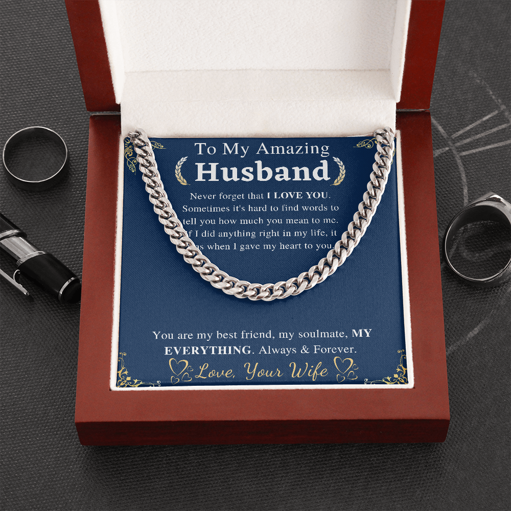 To My Husband Chain Necklace, Valentines Day Gift For Husband, Anniversary Gift For Husband, Husband Gift From Wife, Husband Birthday