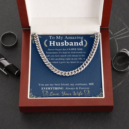 To My Husband Chain Necklace, Valentines Day Gift For Husband, Anniversary Gift For Husband, Husband Gift From Wife, Husband Birthday
