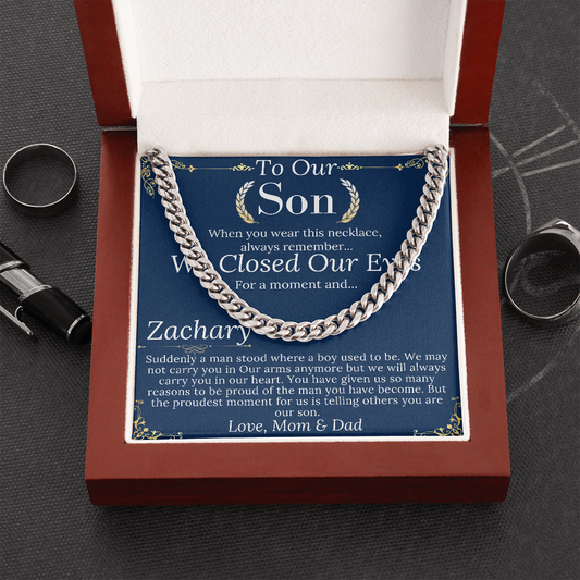 Son Christmas Gift, Sentimental Son Gifts from Mom, Son Chain Necklace, Mother to Son Gifts, Son Birthday, Gifts for Son from Mother #0974 Zachary