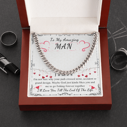 To My Man Chain Necklace for Him, Romantic Birthday Gifts for Him Valentines Day, Best Jewelry for Men, Boyfriend Romantic Jewelry for Him