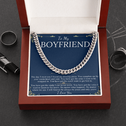 Boyfriend Gift Chain Necklace, Promise Necklace for Boyfriend, Personalized Valentines Day Necklace for Boyfriend, Boyfriend Christmas Gift