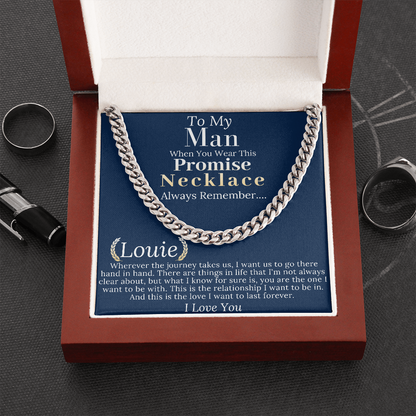 Boyfriend Promise necklace For Him, Boyfriend Christmas Gift, Mens Chain Necklace Christmas Gift For Soulmate, Husband Christmas Gift #0943 Louie
