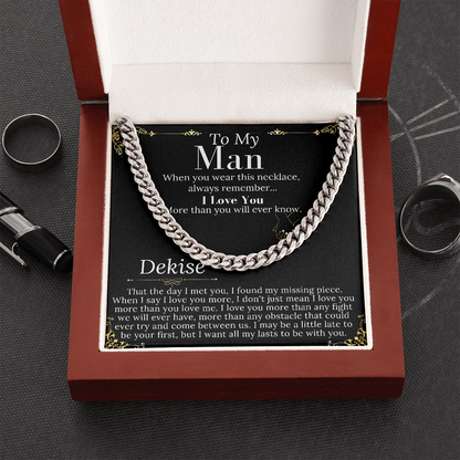 To My Man Chain Necklace for Him, Romantic Birthday Gifts for Him Christmas, Best Jewelry for Men, Jewelry for Him Romantic, To My Man #0946 Dekise