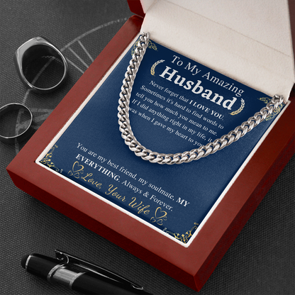 To My Husband Chain Necklace, Valentines Day Gift For Husband, Anniversary Gift For Husband, Husband Gift From Wife, Husband Birthday