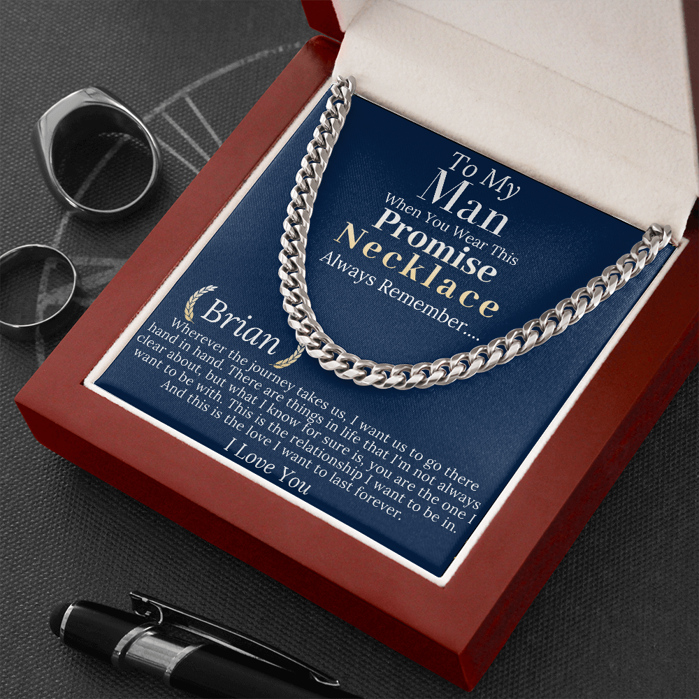 Boyfriend Promise necklace For Him, Boyfriend Christmas Gift, Mens Chain Necklace Christmas Gift For Soulmate, Husband Christmas Gift #0943 Brian