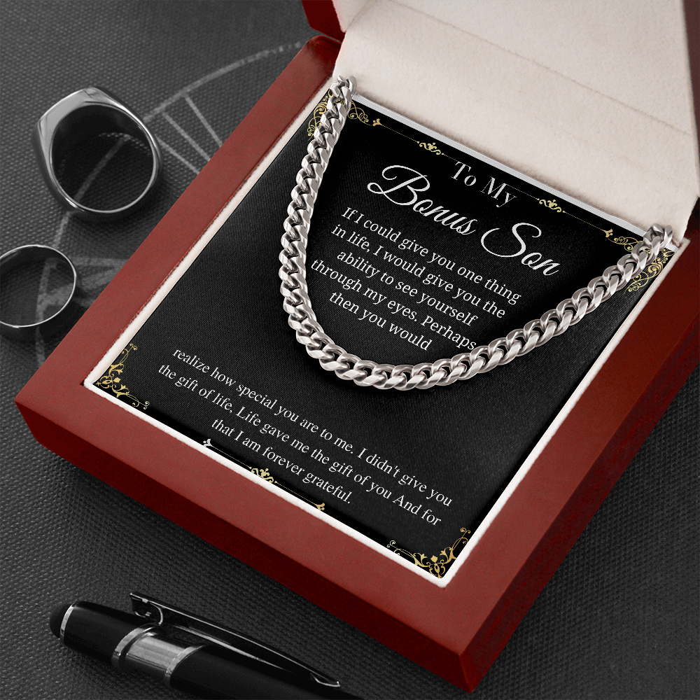 Bonus Son Gift, Unique Gift for Bonus Son on Adoption Anniversary, Stepson Birthday Gift, Graduation Gift, Christmas Gift, Cuban Chain