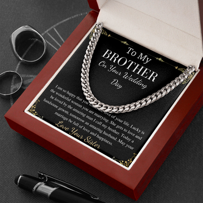 Wedding gift for Brother from Sister, Chain for brother , grooms gift from sister, keepsake gift, for brothers wedding,Unique Gift For Groom