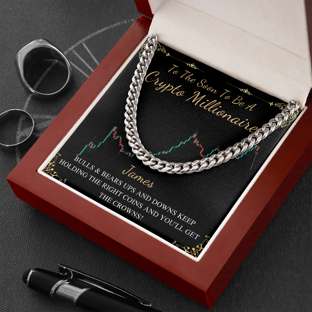 Crypto Boyfriend Chain Necklace Gift, Bitcoin Chain Necklace For Boyfriend, Valentines Day Gift For Cryptocurrency Boyfriend, Birthday Gift