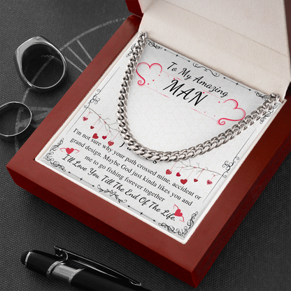 To My Man Chain Necklace for Him, Personalized Valentines Day Gift For Him, For Husband, Fiance, Boyfriend, Romantic Birthday Gifts for Him