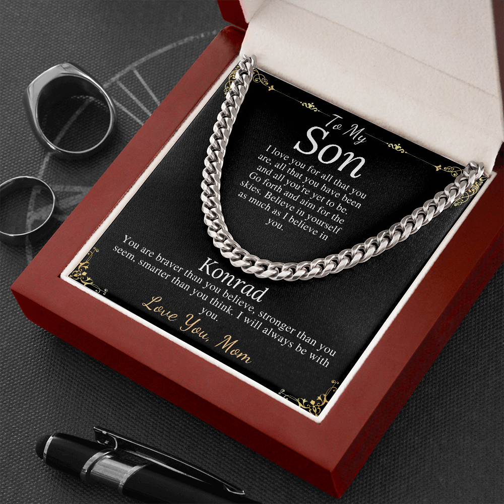 Sentimental Son Gifts from Mom, Son Chain Necklace, Mother to Son Gifts, Christmas Gifts for Son Birthday, Gifts for Son from Mother #0910 Konrad