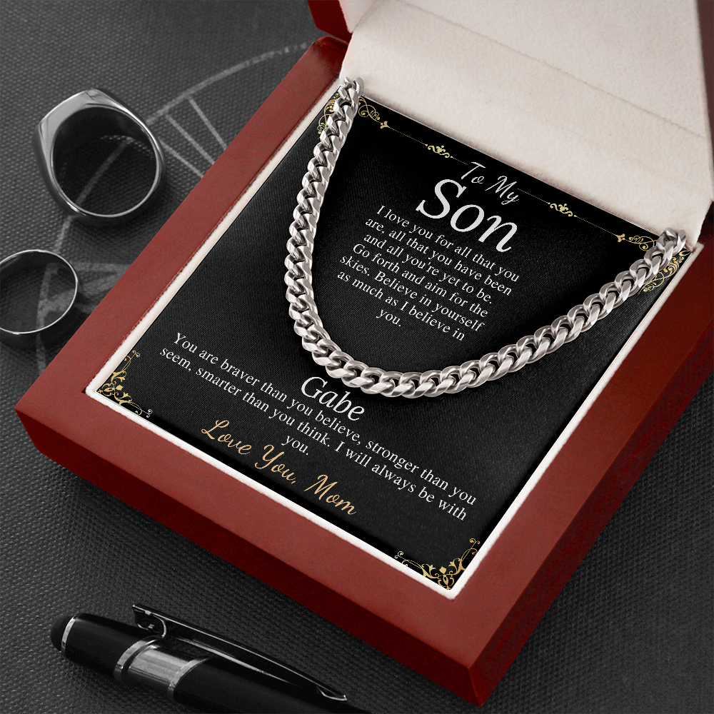 Sentimental Son Gifts from Mom, Son Chain Necklace, Mother to Son Gifts, Christmas Gifts for Son Birthday, Gifts for Son from Mother #0910 gabe