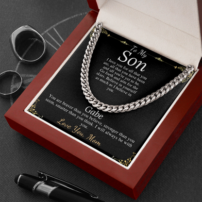 Sentimental Son Gifts from Mom, Son Chain Necklace, Mother to Son Gifts, Christmas Gifts for Son Birthday, Gifts for Son from Mother #0910 gabe