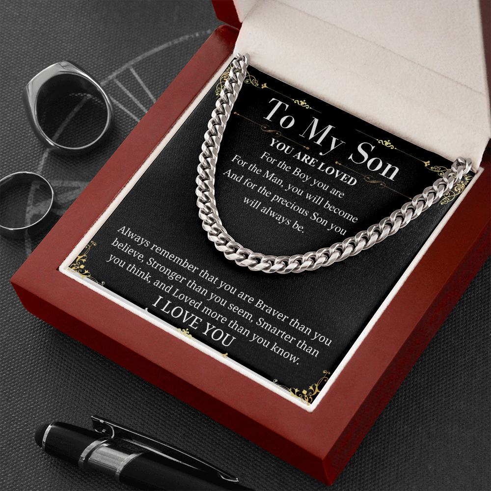 MJG Chain Necklace To My Son From Mom and Dad , Son Graduation Birthday Gift with Message Card & Luxury Box