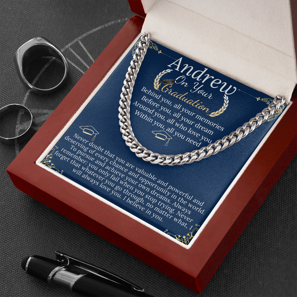 Son Graduation Gifts from Mom & Dad, Chain Necklace Graduation Gifts for Son, High School Graduation Gifts For him, College Graduation Gift andrew